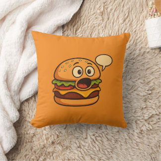 « Coussin décoratif hamburger parlant mignon »