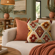 Coussin décoratif Ikat coloré de style patrimonial