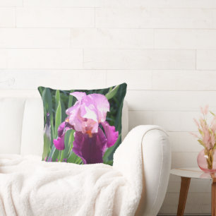 Coussin décoratif Iris rose embrassé par le soleil