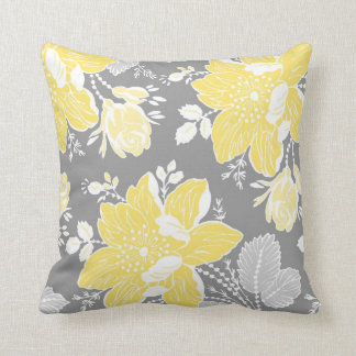 Coussin décoratif jaune gris blanc