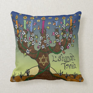 Coussin décoratif Judaica L'shanah Tovah Arbre de