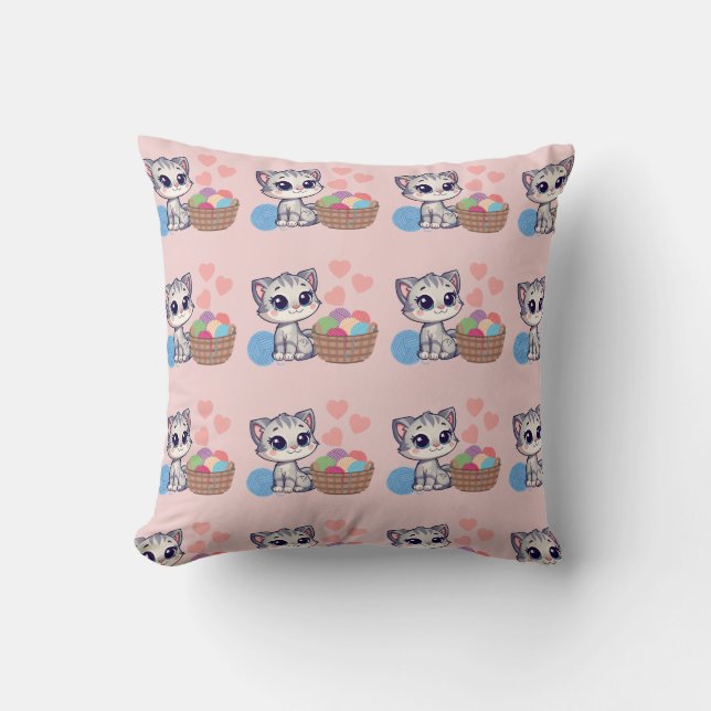 Coussin décoratif Kitten & Yarn (Recto)