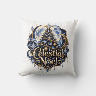 Coussin décoratif Lune et Étoiles de Noël Céleste