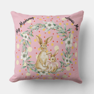 Coussin décoratif Maman et bébés lapins adorables
