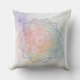 Coussin décoratif mandala aquarelle