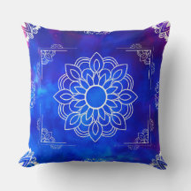 Coussin décoratif Mandala Bleu