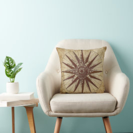 Coussin décoratif marron clair orné d'une rose des