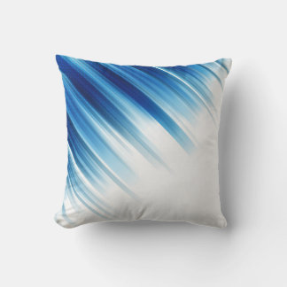 Coussin décoratif moderne bleu & blanc balayé par