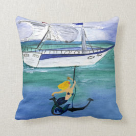 Coussin décoratif nautique Mermaid Anchor issu de