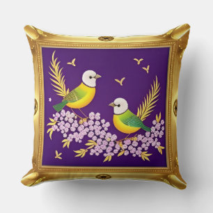✨ Coussin décoratif oiseau à cadre doré Élégante d