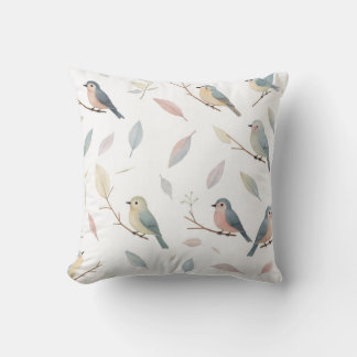 Coussin décoratif Oiseaux et Feuilles Pastels Insp