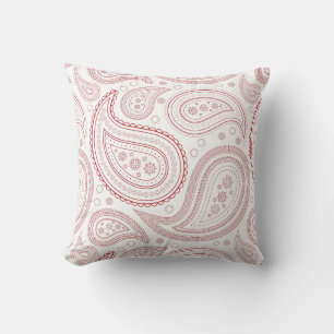 Coussin décoratif Paisley Rouge Foncé sur Fond Bla