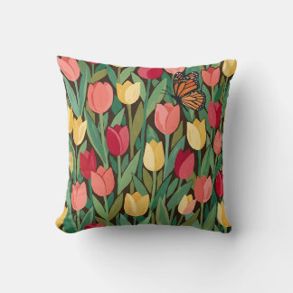 Coussin décoratif papillon tulipes Matisse abstrai