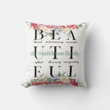 Coussin décoratif personnalisé pour famille avec f