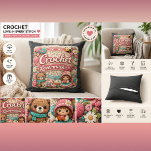 Coussin décoratif pour amoureux du crochet Cadea