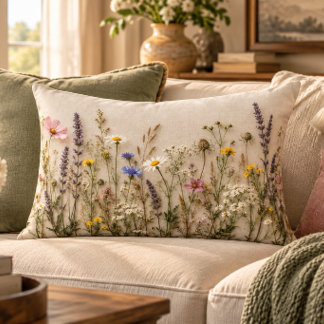 Coussin décoratif Prairie de fleurs sauvages 16x12