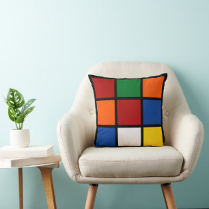 Coussin décoratif « Quadro » rouge et orange