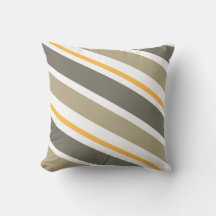 Coussin décoratif rayé beige et jaune bonbon