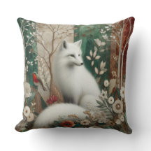 Coussin décoratif renard arctique forêts