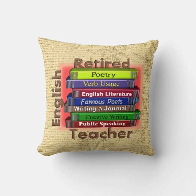 Coussin décoratif retiré de professeur d'Anglais (Recto)