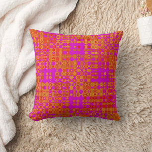 COUSSIN DÉCORATIF RÉTRO ROSE ET ORANGE