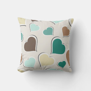 Coussin décoratif réversible à cœurs pastel