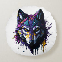 Coussin décoratif rond deux design différents 