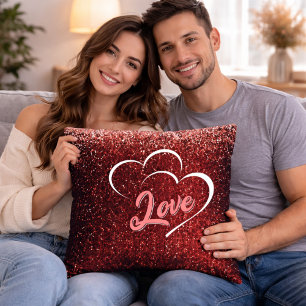 Coussin décoratif rouge pailleté pour la Saint-Val