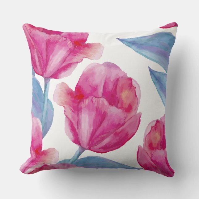 Coussin décoratif Tulipe rose (Recto)