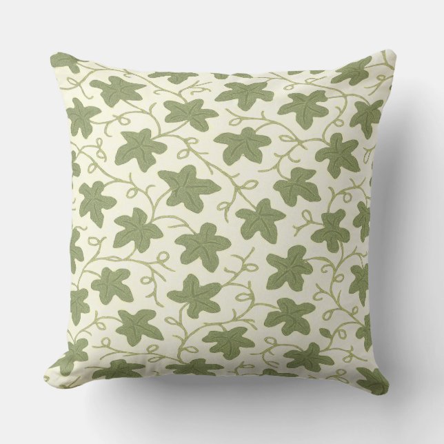 Coussin décoratif vert et beige (Recto)