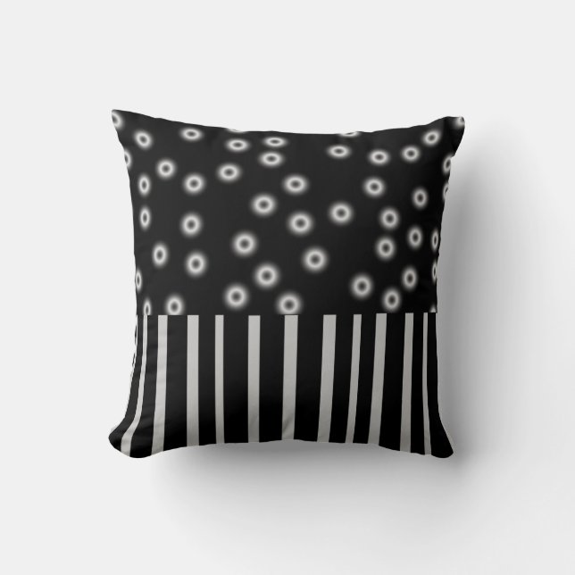 Coussin décoration chic et moderne points et rayures noirs (Recto)