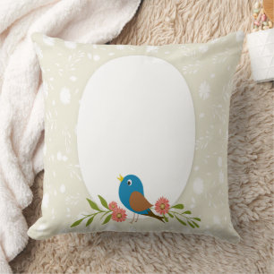 Coussin Décoration de chambre d'enfants oiseau bleu pastel