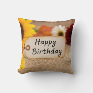 Coussin Décoration de fleurs pour étiquette d'anniversaire