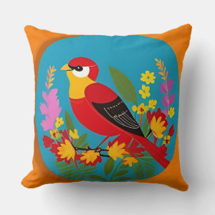Coussin 🌸 Décoration de maison Jardin Floral Oiseau Color
