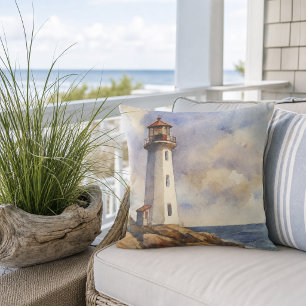 Coussin Décoration de maison nautique de phare côtier 