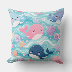 Coussin Décoration de nurserie de bébé baleine mignonne