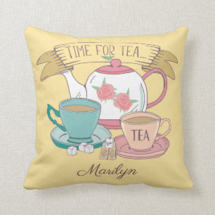 Coussin Décoration des tasses de thé Vintage britannique
