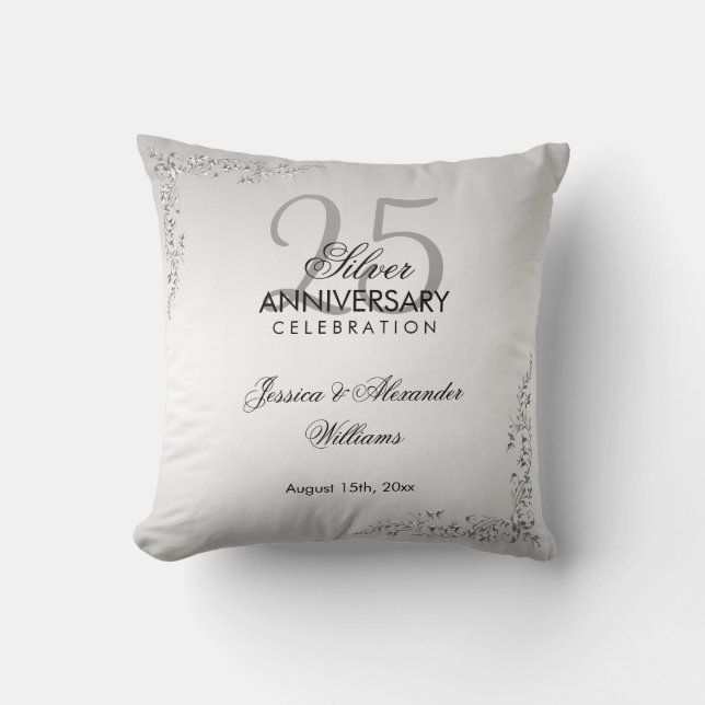 Coussin Décoration élégante en argent 25e anniversaire Mar (Recto)