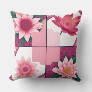 Coussin Décoration florale géométrique rose couleur douce