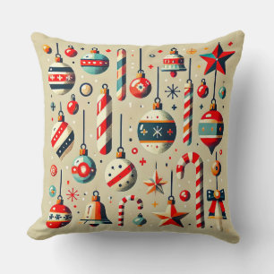 Coussin Décorations de Noël festives avec ornements