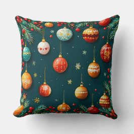 Coussin Décorations de Noël festives avec ornements