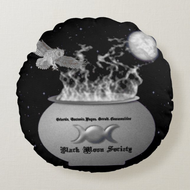 Coussin décoré par société noire de lune (Devant)