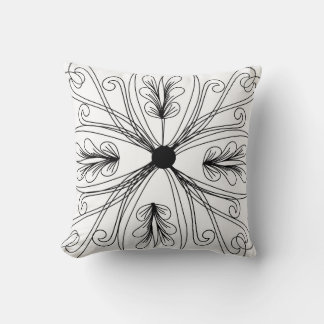 Coussin Décors en fleurs en noir et blanc