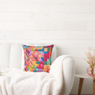 Coussin Découpe colorée en Patchwork