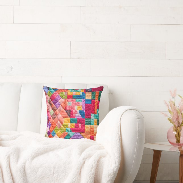 Coussin Découpe colorée en Patchwork (Canapé)