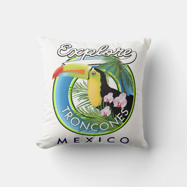 Coussin Découvrez le logo rétro de Troncones Mexique (Recto)