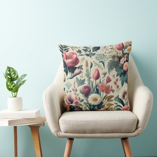Coussin Découvrez le Motif botanique fleuri de printemps (Chaise)