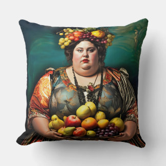 Coussin "Déesse de l'overindulgence" Portrait coloré