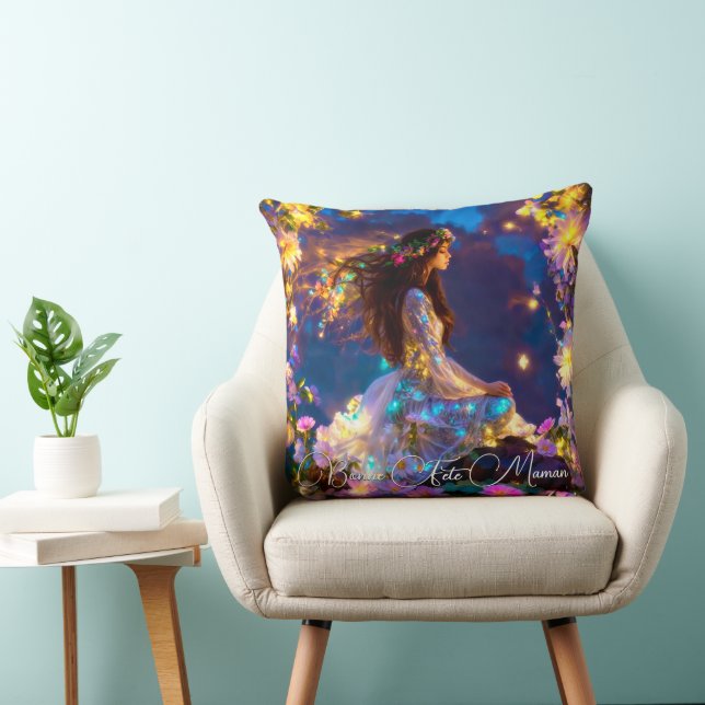 Coussin Déesse Intérieure fleurs brune (Chaise)