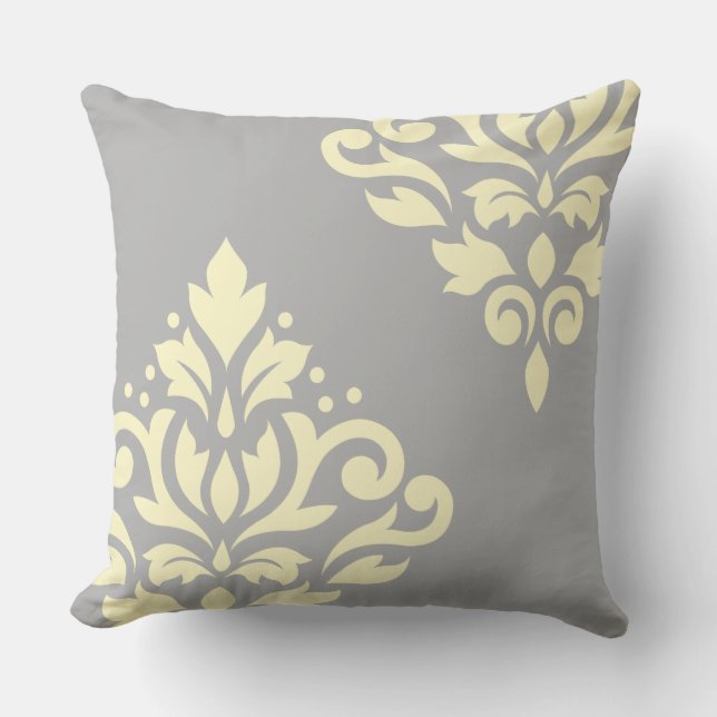 Coussin Défiler Damask Art I 2Way Jaune et gris (Recto)